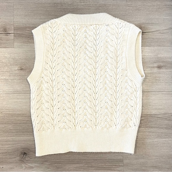 ZARA Knit Woven Pearl Details Sweater Vest Size Small - Picture 3 of 5
